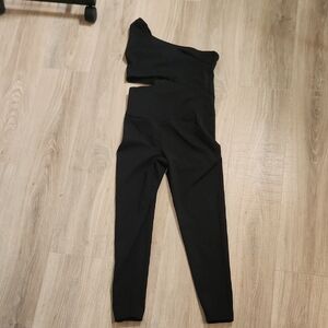 FP Movement by Free People Black One-Shoulder Jumpsuit